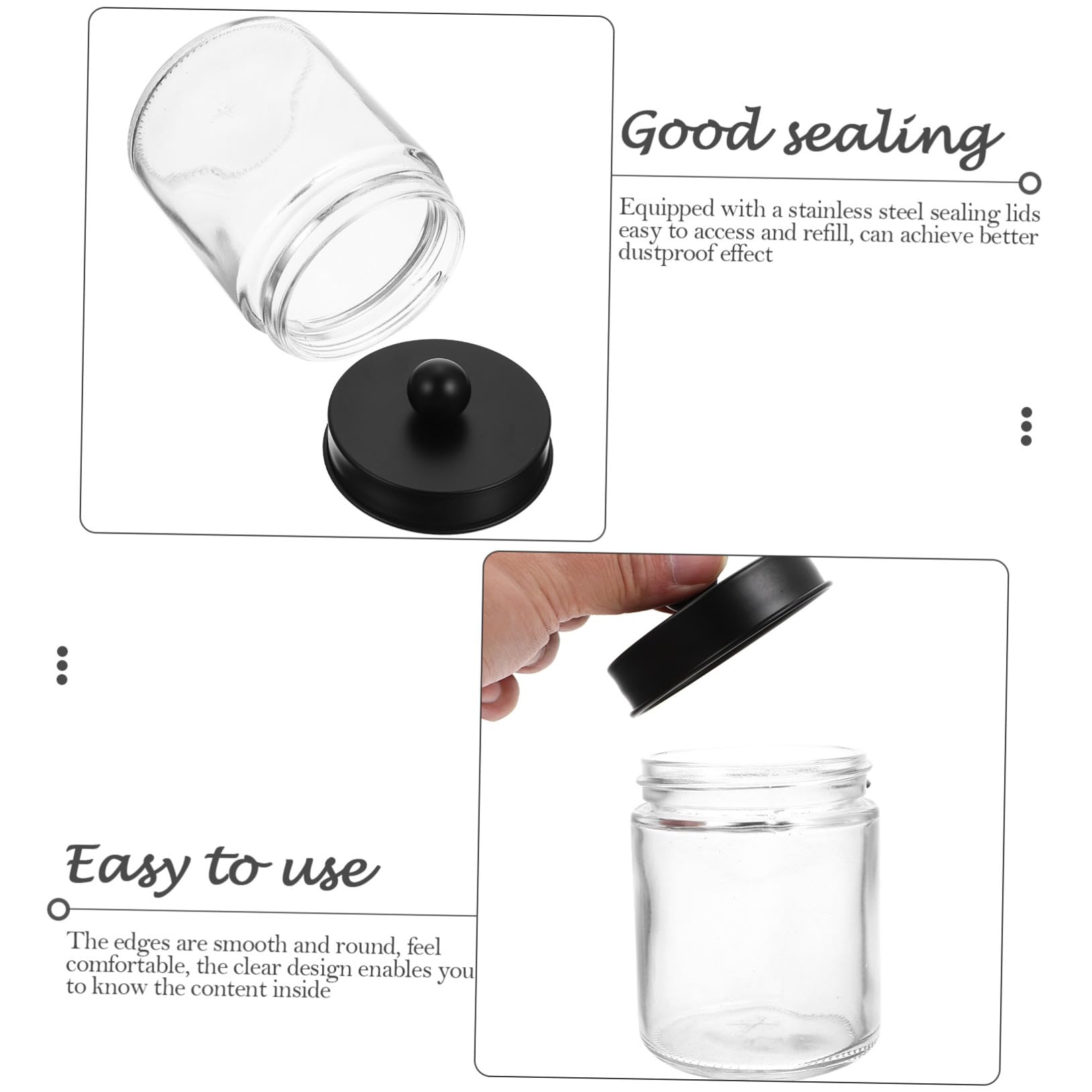 Glas Aufbewahrungsgläser Leichter Wattepad und Wattestäbchen Spender mit Edelstahldeckel 3 Stück-pack mit Glatten Runden Kanten Organizer für Badezimmer für Vanity und Tisch