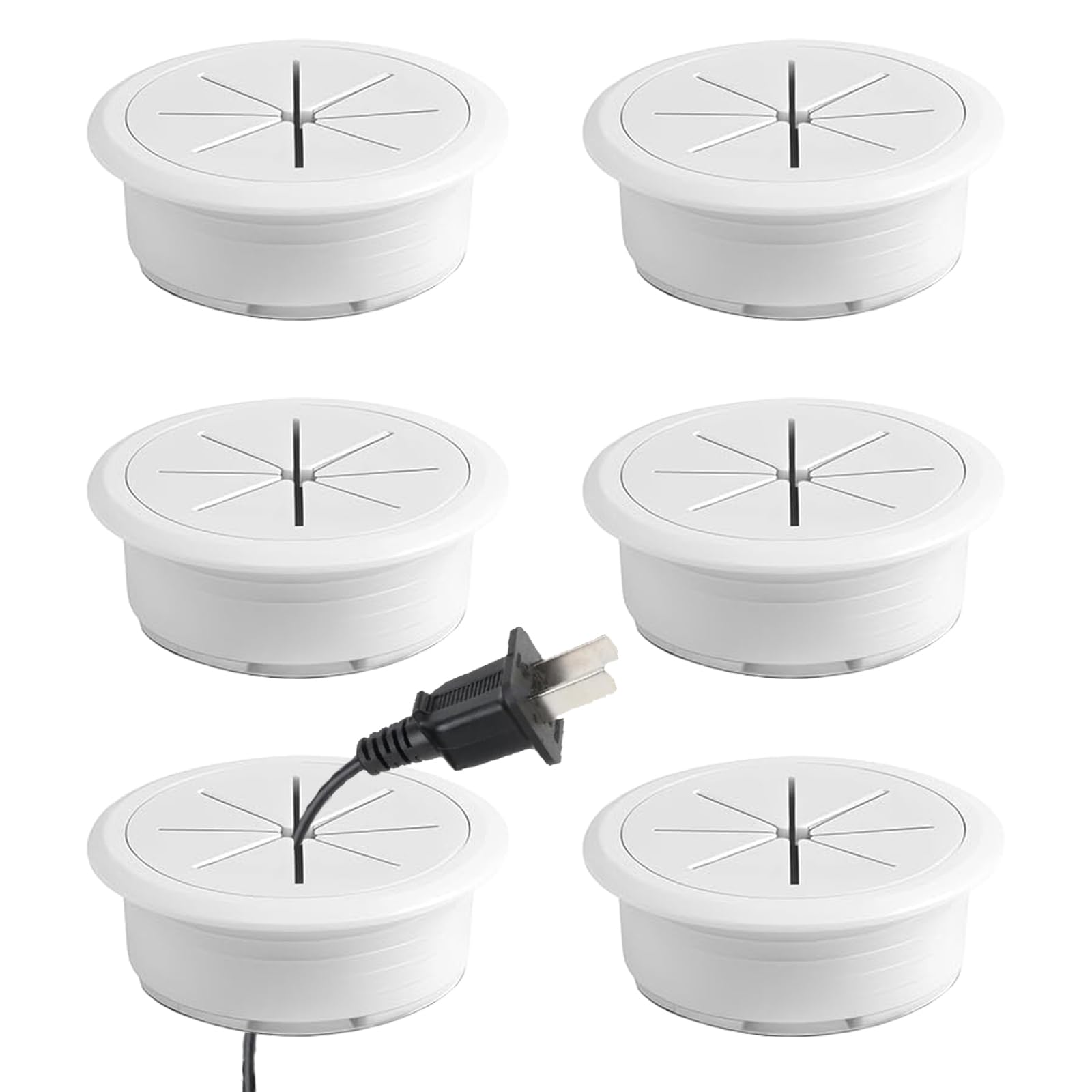 6PCS Desk Grommets 2.36 Inches Round Cable Grommets Desk Cable Hole Covers Multi Cable Organizers, for Home Office TV Stands Tabletops-image-24