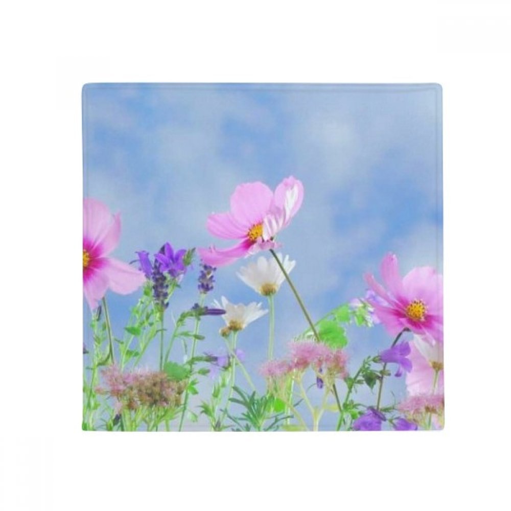 Tapis de sol cuisine et salon anti-dérapant motif floral bleu pourpre 50x50 cm