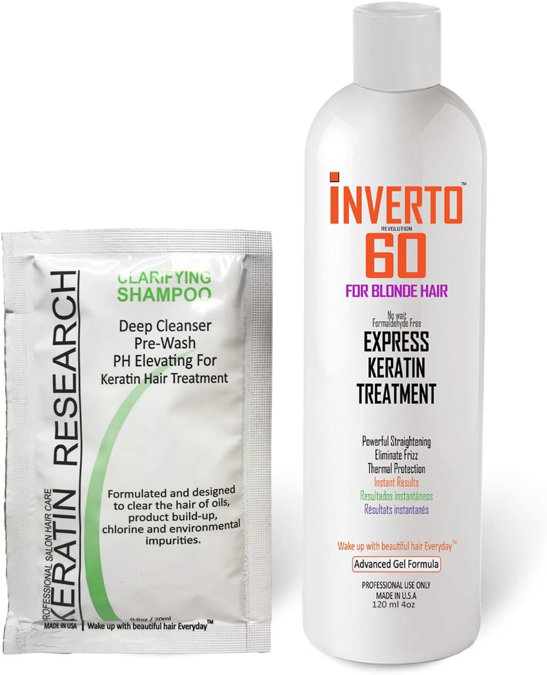 INVERTO 60 Keratin Treatment for BLONDE HAIR Formaldehyde Free Keratin Hair Treatment Super Fast Application Process includes Starter kit Results are Instant healthy Shiny Beautiful hair