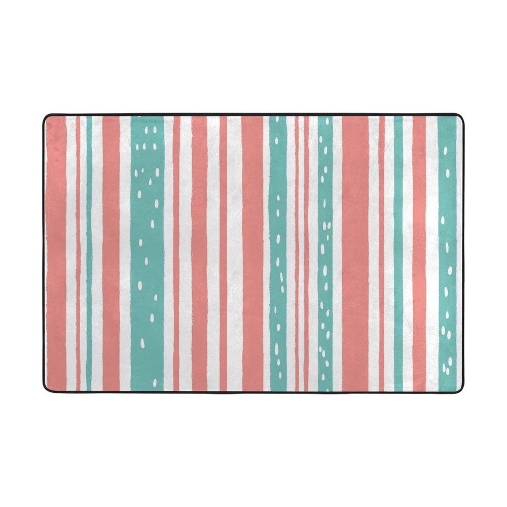 Tapis de salon rayures rose bleu pastel en velours haut de gamme