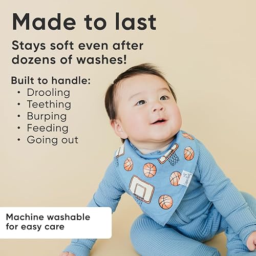 Miniatura 36 de Copper Pearl Paquete de 4 baberos de algodón suave para babeo y dentición, baberos absorbentes para bebés niñas y niños, ajustables para adaptarse a