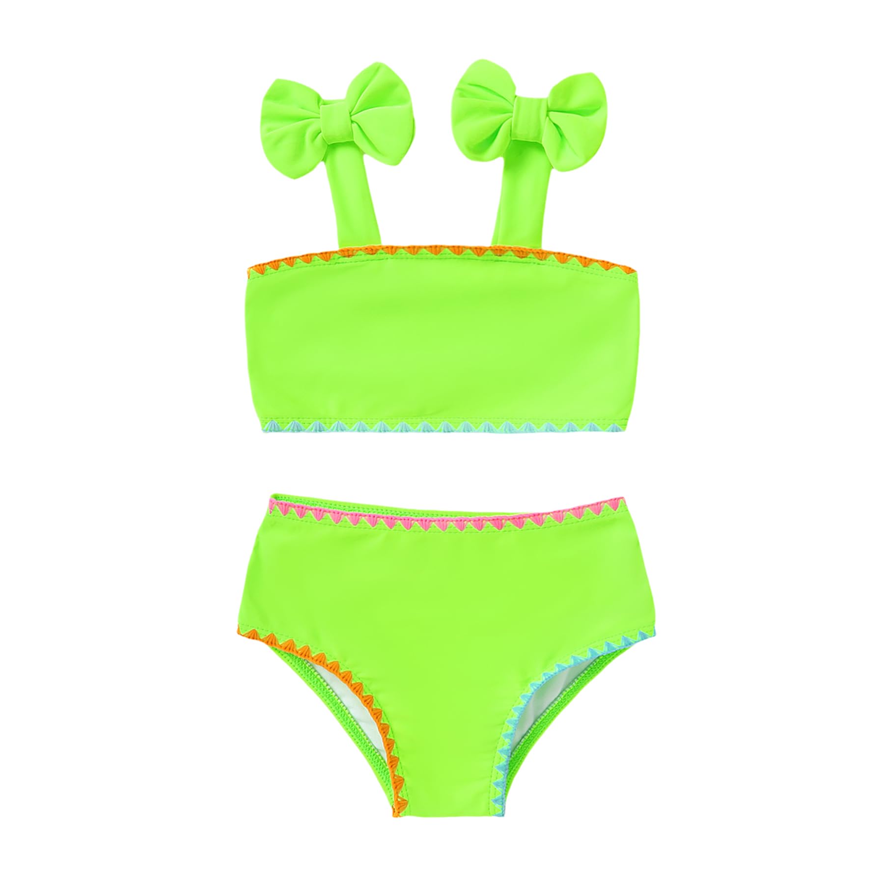 Toddler Baby Girls Swimsuit Two Piece Solid Color Stripe Swimwear Summer Beach Bikini Bathing Suit