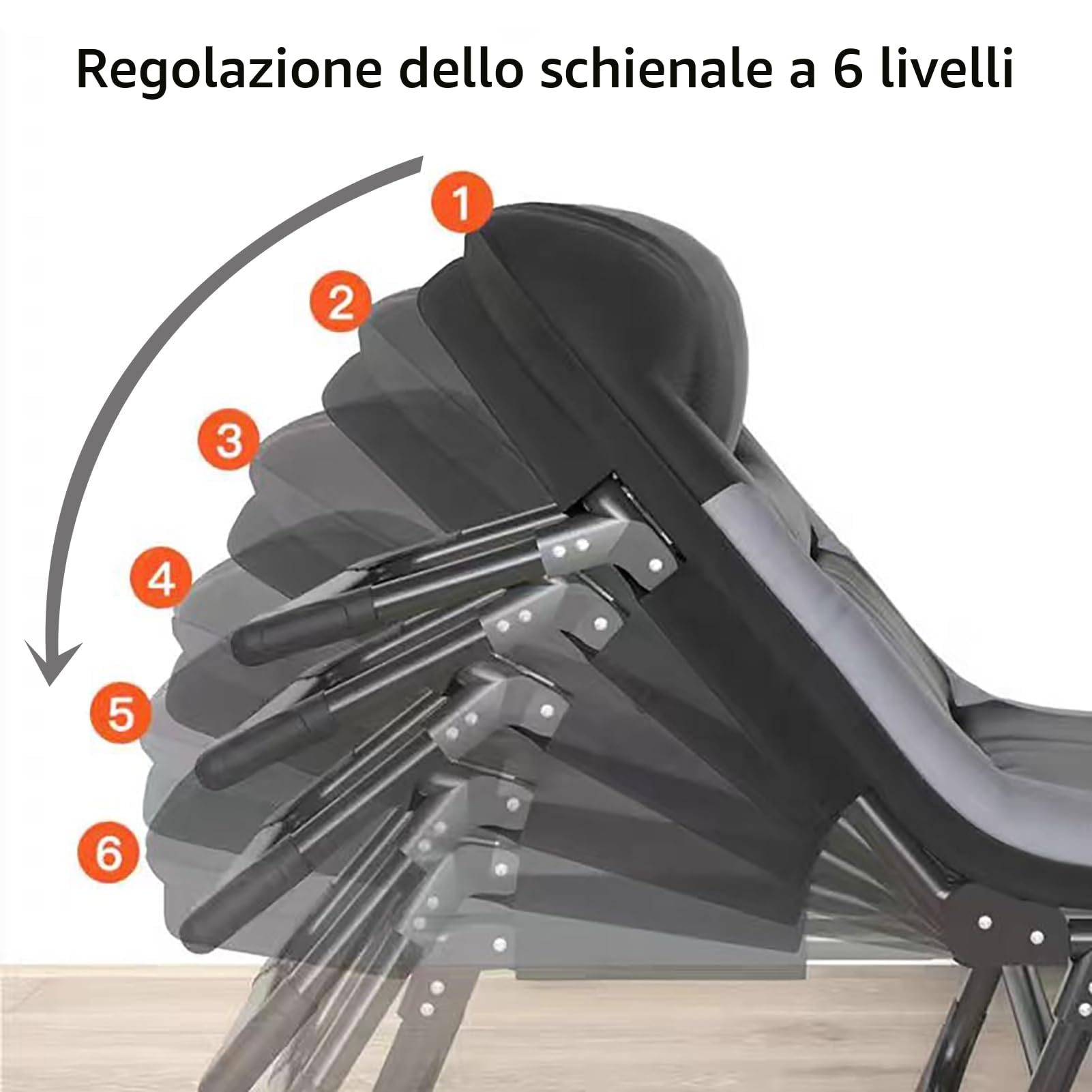 Lettino da campeggio pieghevole, 190 x 60 x 30 cm, fino a 300 ibs, con tasca, pieghevole, letto da campeggio regolabile in 6 posizioni, sedia a sdraio per balcone e giardino (Nero) (Nero)