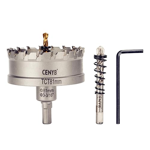 Miniatura 52 de 1" (25.5mm) Sierra perforadora con punta de carburo de tungsteno con 2 piezas de brocas piloto chapadas en titanio para metal duro, acero