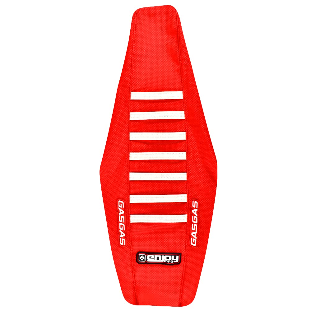 Enjoy Mfg Seat Cover - Compatible Fit for 2021-2022 GASGAS MC85 MC 85 - #161 (All RED/White Ribs - GASGAS Logo)