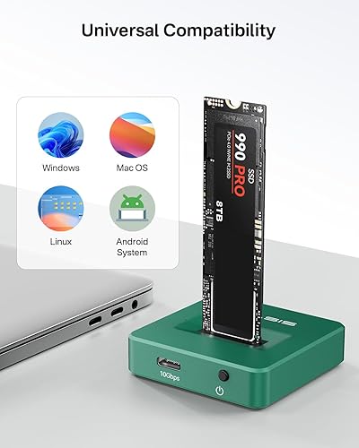 Miniatura 6 de ACASIS - Estación de acoplamiento NVME a USB, carcasa de aleación de aluminio, disipación de calor rápida, adaptador M.2 a USB de 10 Gbps, adaptador
