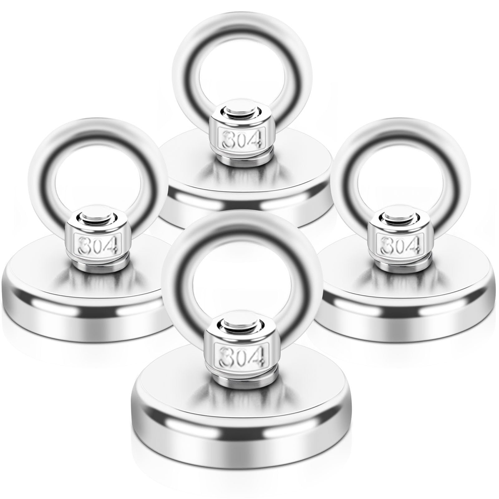 FPMYB Super Strong Fishing Magnet - 99 lb (45 KG) Heavy Duty Big Rare Earth Neodymium - 32 mm Large Salvage for Remover Treasure Hunting Retrieval Magnetic Fishing - 4 Pcs