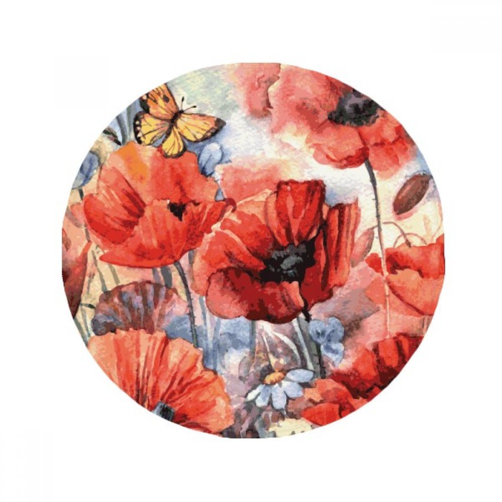 Tapis ronde anti-dérapant 80cm papillon coloré pour salon