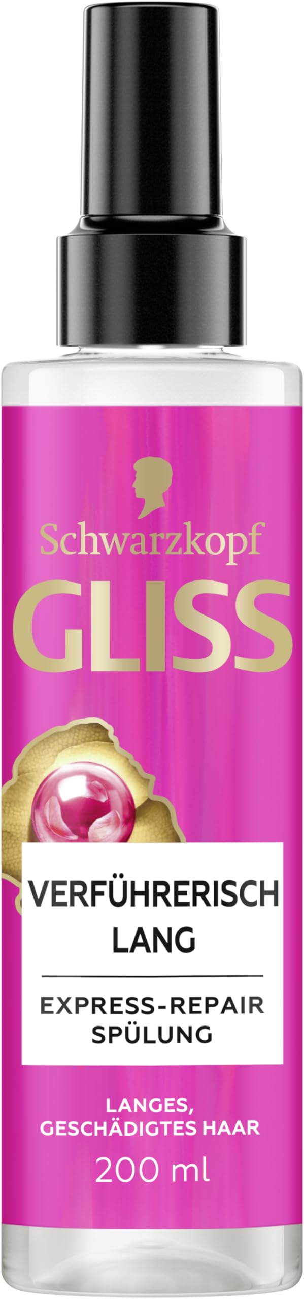 Gliss Express-Repair-Spülung Verführerisch Lang (200 ml), Haarspülung für verführerisch langes Haar, Pflegespülung mit Hitzeschutz für Schutz vor zukünftigen Haarschäden