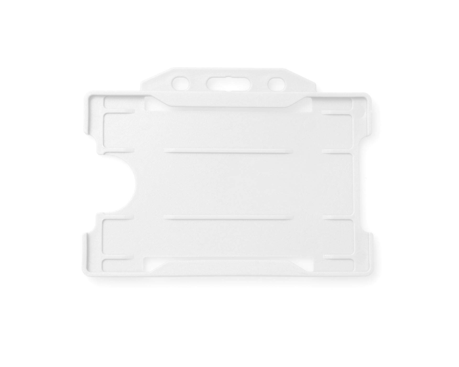ALG ID Cards® Pack of 100 Single-Sided Rigid Open Faced ID Card Pass Badge Holders Horizontal/Landscape (CR80 54mm 86mm) (White) - Made in Britain