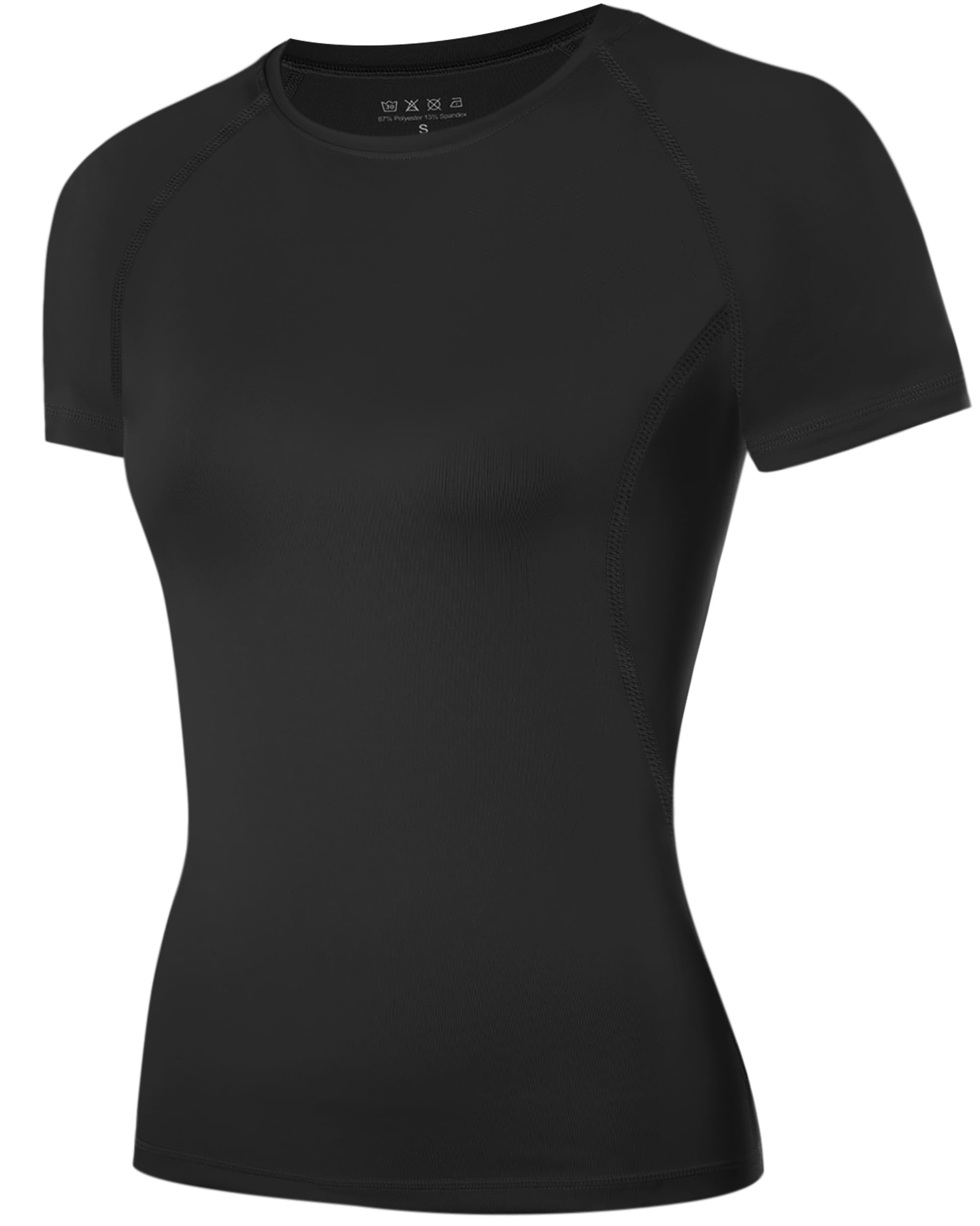 ZovioBox WISMBOX Sportshirt Damen Kurzarm, enges Kompressionsshirt, atmungsaktives und schnelltrocknendes Funktionsshirt für Fitness, Yoga, Gym