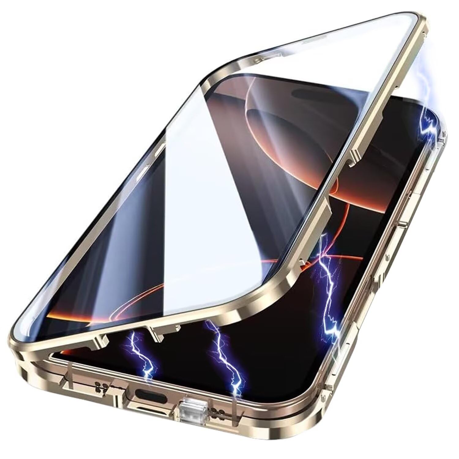 Yoursea Case for Samsung Galaxy S9 Plus,Magnetic Adsorption Metal Bumper 360 Degree Full Body Protection Front and Back Tempering Glass Cover with Safty Lock for Samsung Galaxy S9 Plus Gold