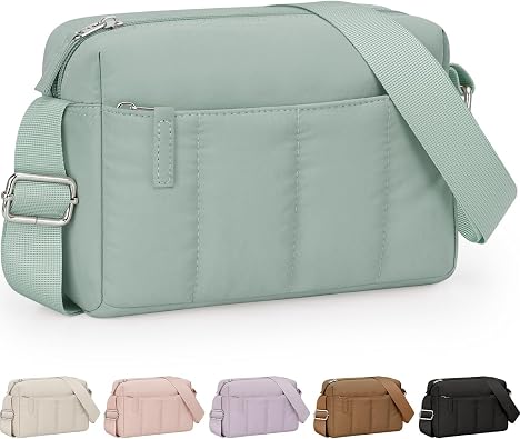 Pritent Crossbody Bags for Women, Lightweight Puffer Travel Cross Body Purse, Mini Shoulder Handbag Used for Daily Gym Hiking