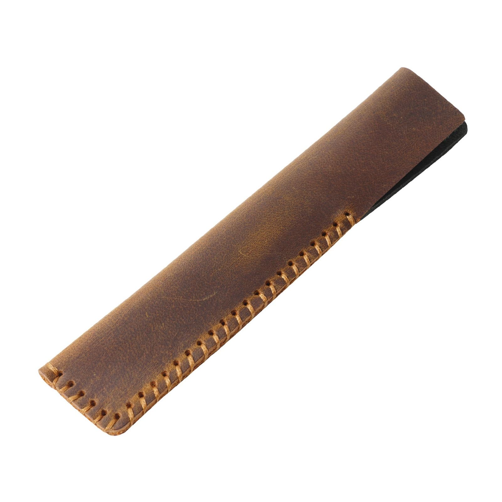Étui à stylo plume en cuir véritable pochette rangement marron