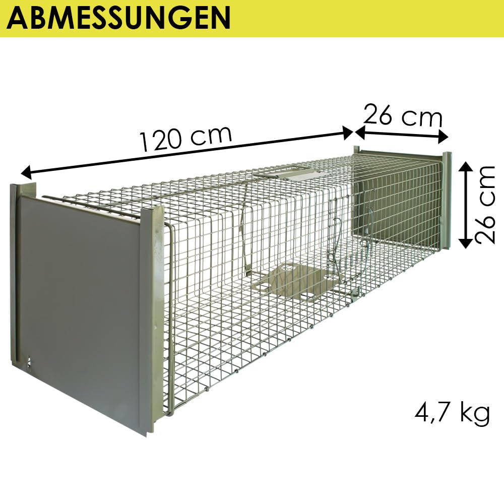 Petigi Lebendfalle Drahtfalle Marder Lebend Wiesel Garten Kaninchen Abwehr Umsiedeln Falle Haus Zubehör Ratte Rattenfalle Vertreiben Dachboden 120 x 26 x 26 cm Grün