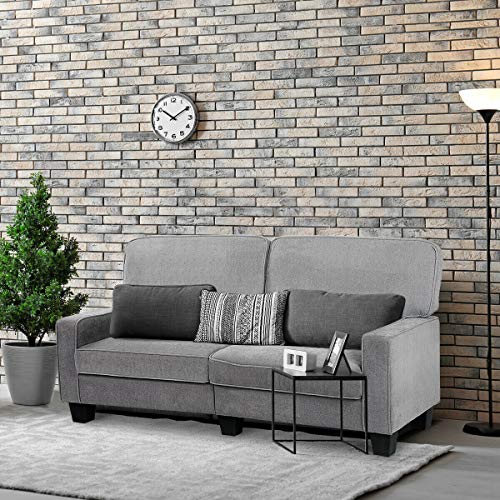 Unik Always Sofa Couch Loveseat Tufted Upholstered Square Armrest Deluxe Home Furniture Gray