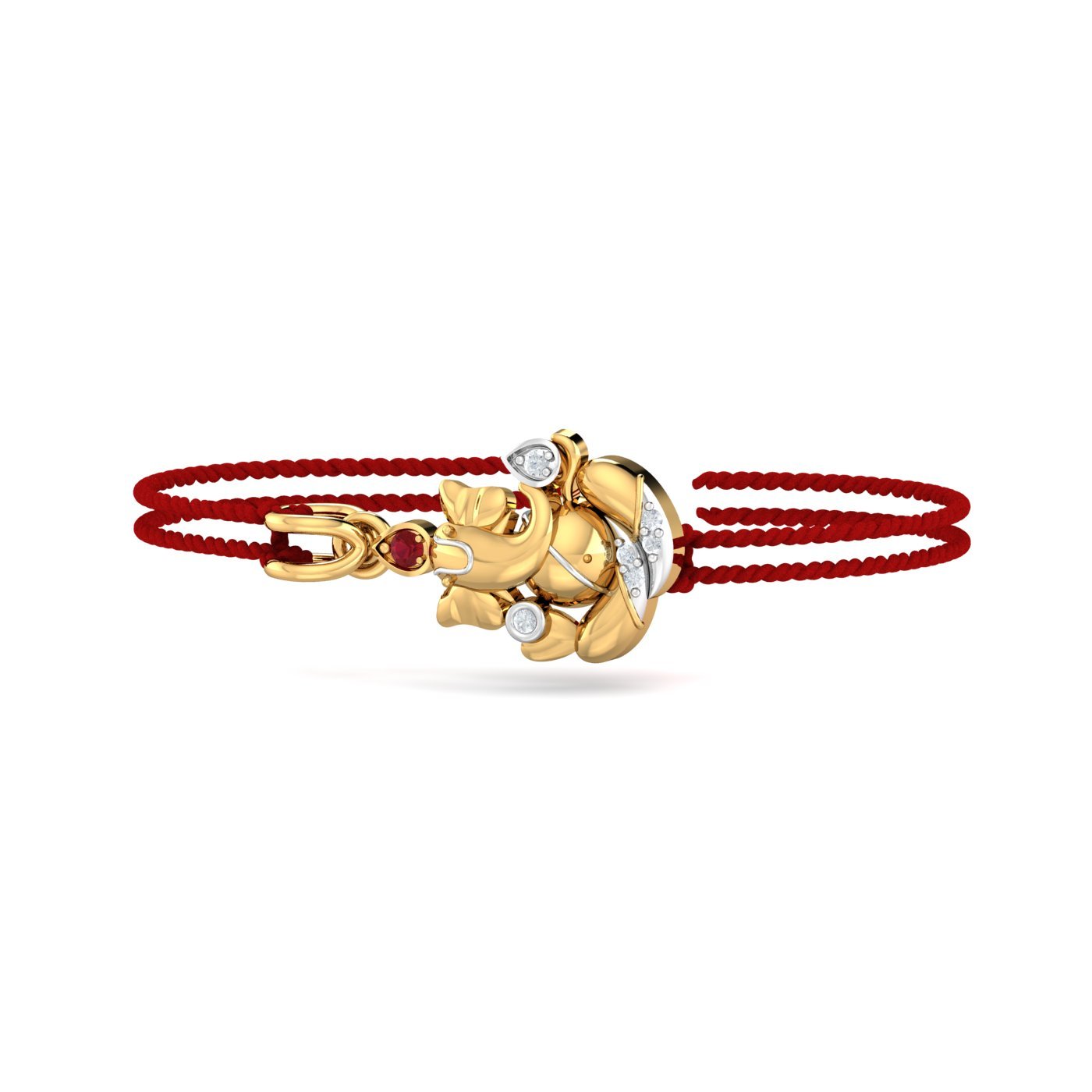 18K Lal Ganesha Rakhi cum Pendant for Brother