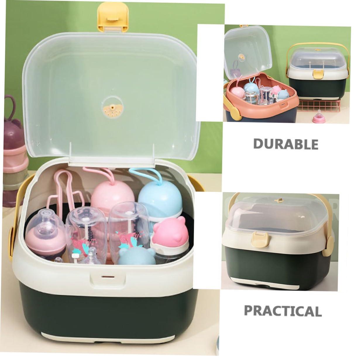Gatuida Trockenbox Für Babyflaschen Mit Abnehmbarem Halter Großer Aufbewahrungsbehälter Mit Deckel Frei Staubdicht Für Babys Und Reisen
