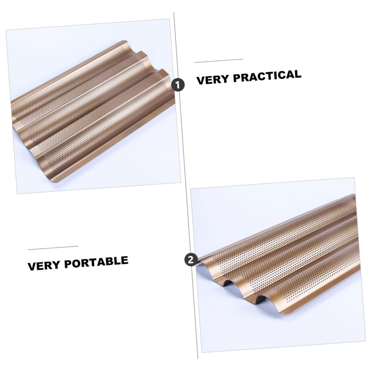BESPORTBLE 2 pièces Moule à Français Vagues Acier Doré Outil de Pâtisserie Antiadhésif Réutilisable pour Cuisson Maison et Professionnelle