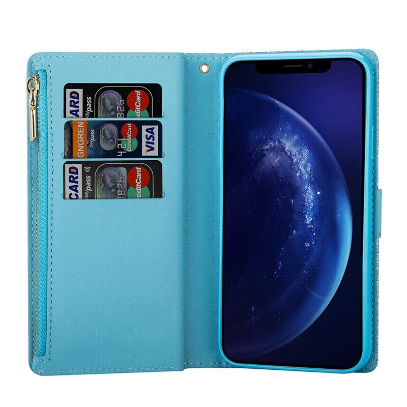 Pour iPhone 14 (6,1 pouces (couleur : bleu) Étui portefeuille à rabat magnétique en cuir à la mode pour smartphones