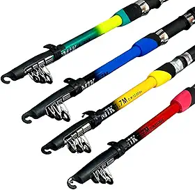 Vara de Pesca Telescópica MFK, 1.70 Metros, 10 Lbs, Molinete, Multicolorida