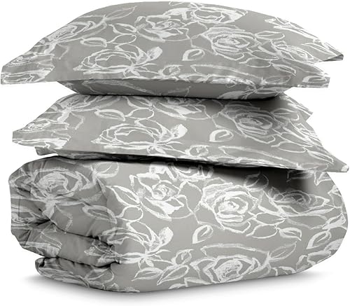 Miniatura 7 de Funda de edredón 100% algodón tamaño Queen estampado de mármol gris pardo Carrara, 400 hilos de fibra larga, funda de edredón de satén Queen con