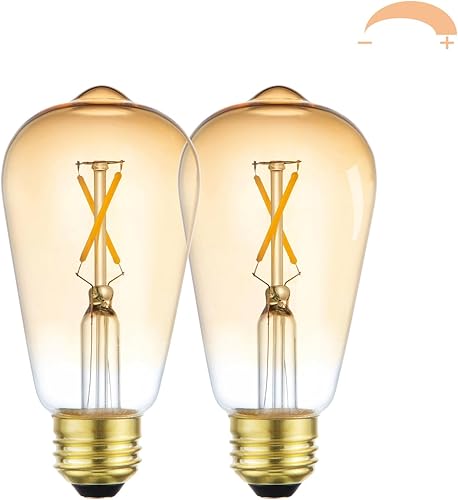 Miniatura 6 de Bombillas LED Edison A19 vintage, paquete de 2 bombillas regulables de 2 W 2700 K, luz cálida ámbar, base E26, 2 W igual a 25 W, bombillas