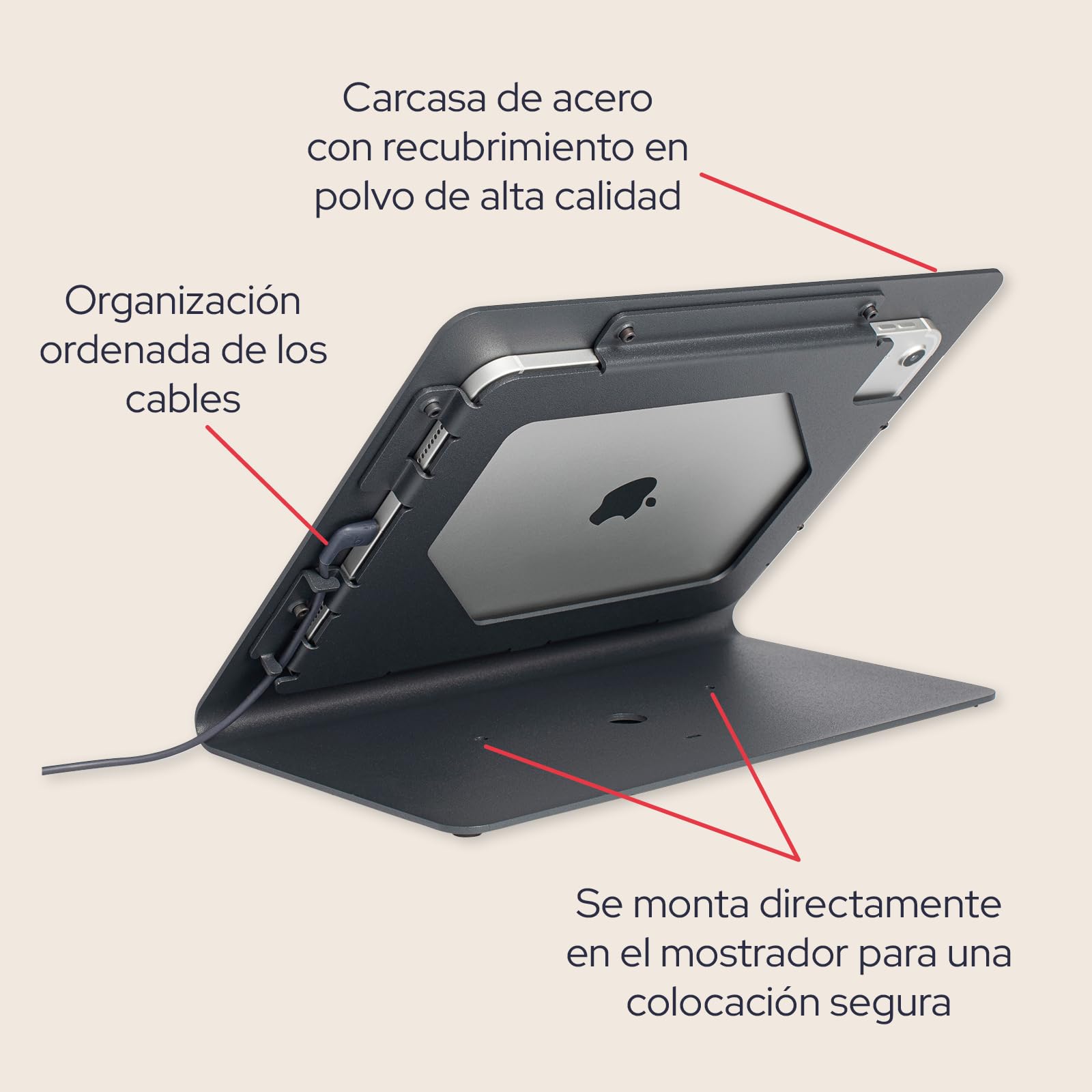 Supporto per iPad con protezione antifurto | Supporto da tavolo in metallo per business, casse, POS e retail | Compatibile con iPad Air 13" (2024) e Pro 12,9" (3ª–6ª gen), nero