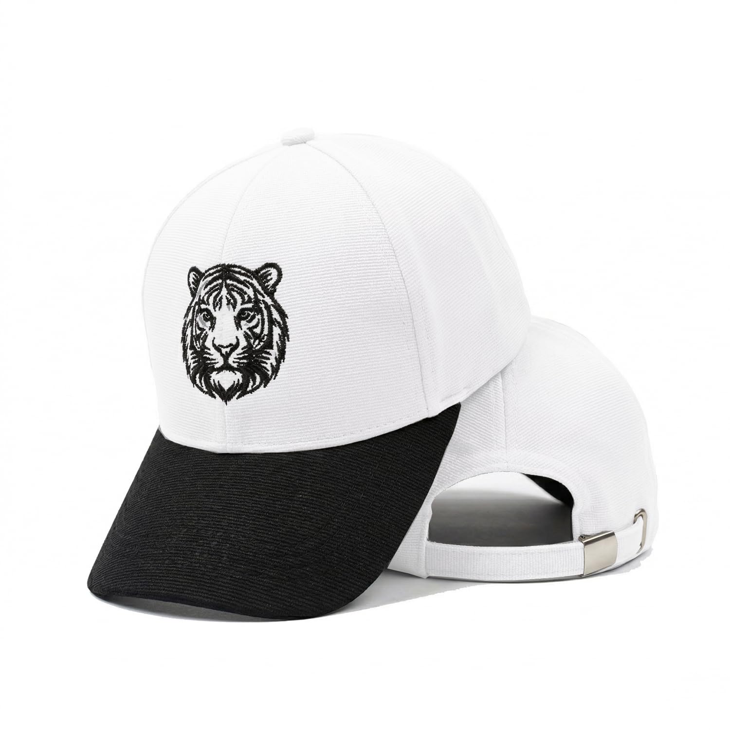 Unisex Tiger Embroidery Baseball Cap for Men Women | Adjustable Sports Cap | Lightweight Tin Tin Fabric | Summer Casual Hat | White Black-image-38