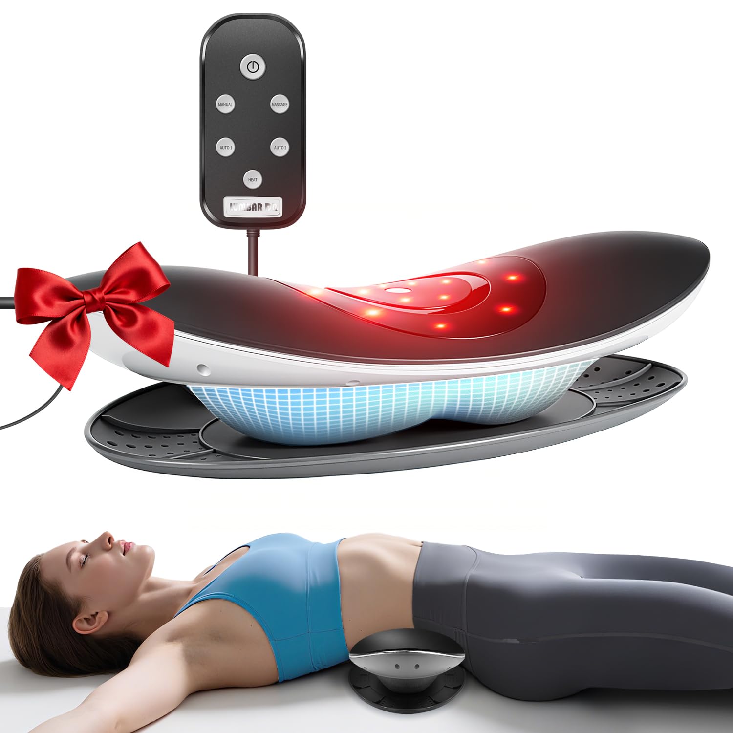 Zenopax Electric Lower Back Massager for Pain Relief with Dynamic Airbag Traction 3-Level Heat Vibration - Quick Relaxation