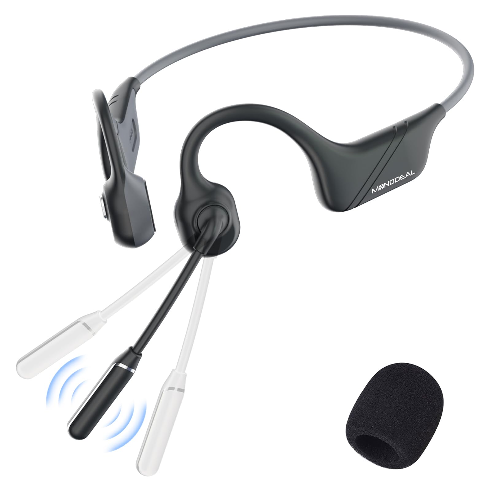 Knochenschall Kopfhörer Bluetooth Headset mit Mikrofon für Büro Callcenter | 33g Ultraleicht, offene Ohren und leicht für Komfort, 270° drehbare Geräuschunterdrückendes Mikrofon für Callcenter Zoom