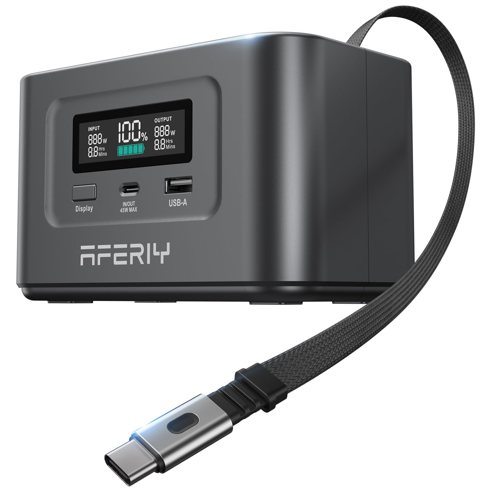 【40%OFF】【5,980円】 AFERIY 145W 99.2Wh/31000mAh 伸縮式Type-Cケーブル内蔵 リン酸鉄リチウム 1.5時間フル充電 ポータブル電源 【送料無料】