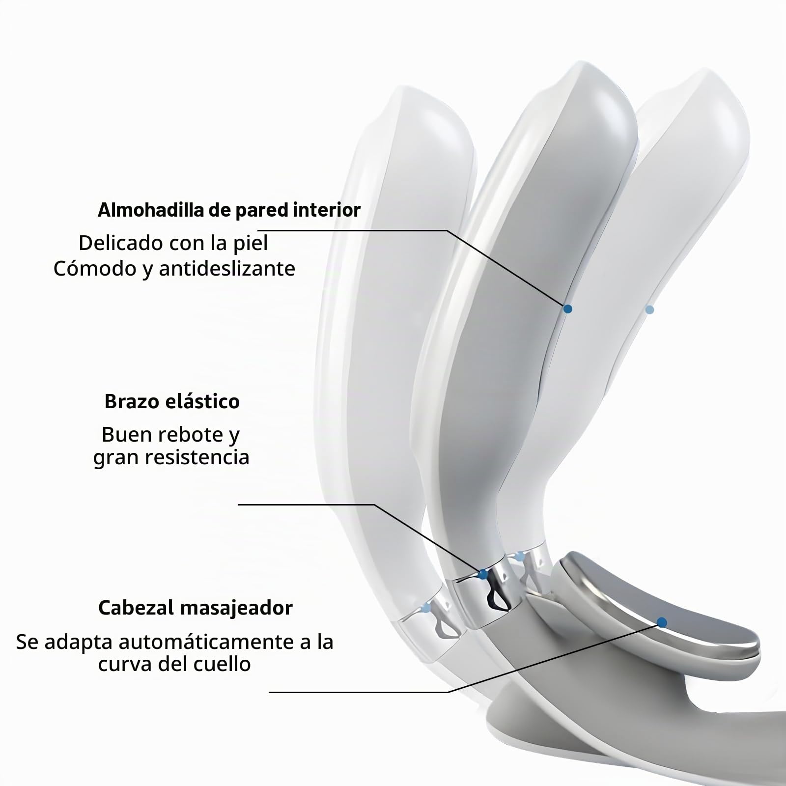 Masajeador cervical eléctrico de impulsos, 6 modos de masaje y calentamiento, 16 niveles de fuerza ajustables, masajeador de cuello portátil con control de voz para aliviar los dolores cervicales y la