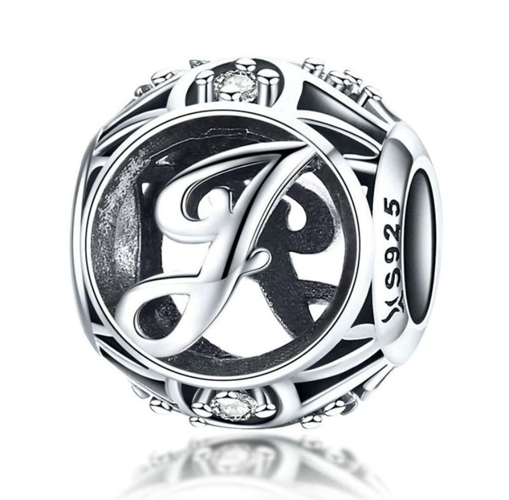Women Initial Letter Charms for Bracelets A-Z Name Alphabet Birthday Anniversary Friendship Sterling Silver Beads