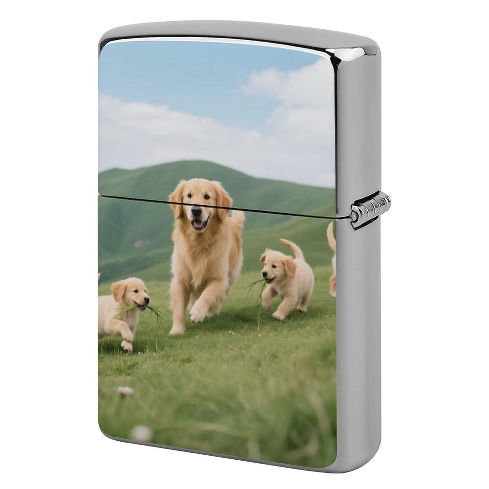 Cute Small Dog Lighter Case Cover Vintage Metal Lighter Sleeve Reusable Lighter Protective Cover Decorative Lighter Holder Birthday Gifts for Men Women
