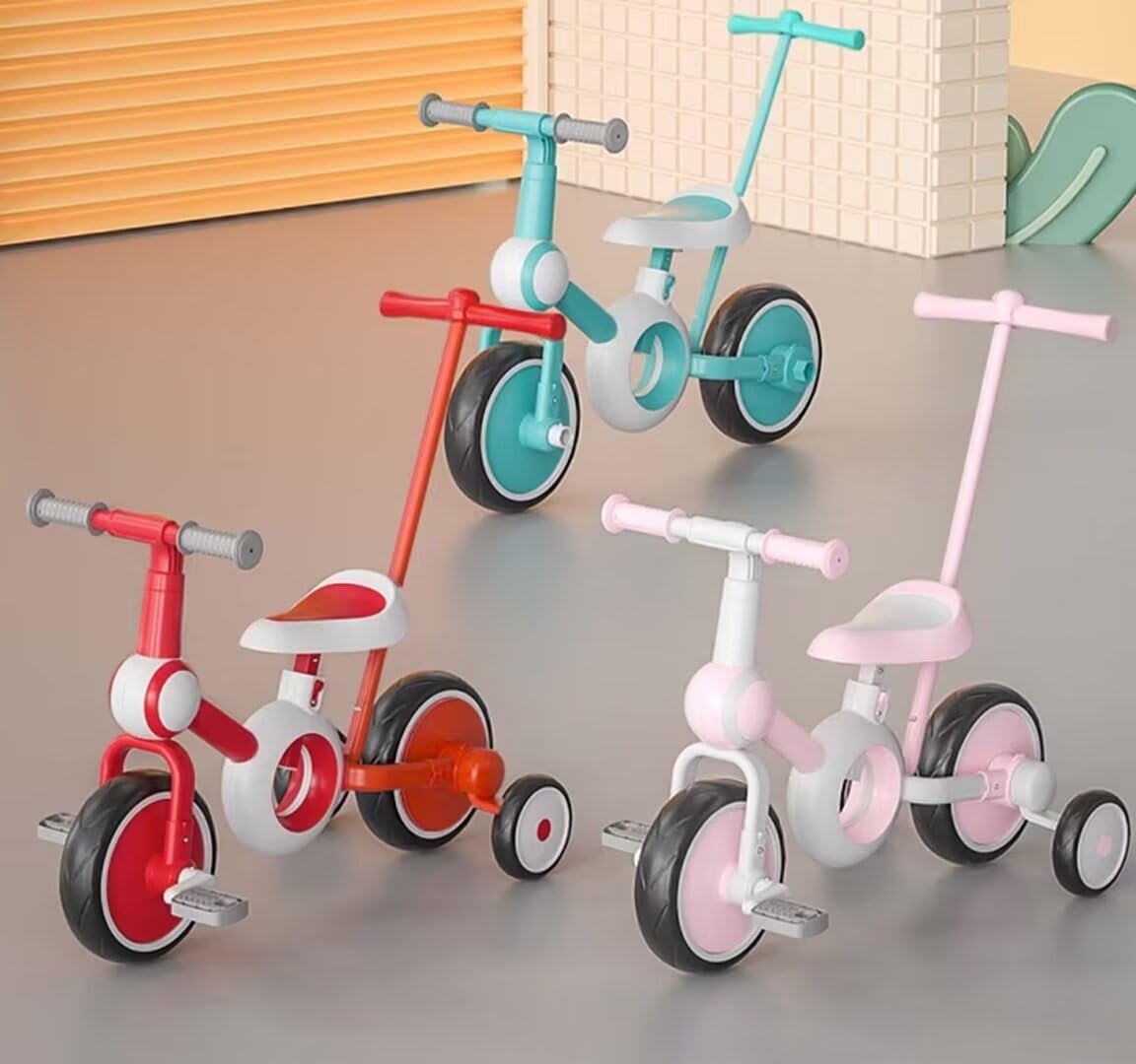 iumLeap Toddler Stroller with Parent Handle,Children's tricycles for 2-5 Years Old,Push Trike with Detachable Training Wheels and Pedals,Adjustable seat,EVA Wheels Scooter Balance Bike (Pink)