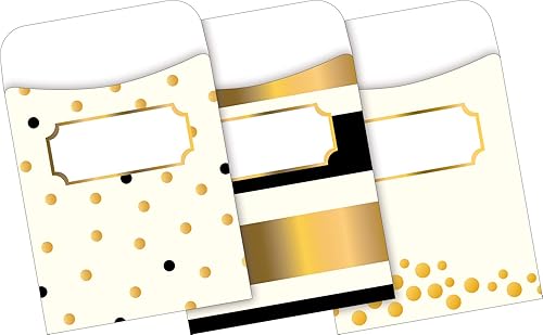 Miniatura 3 de Barker Creek Juego de carpetas de archivos de diseño y bolsillo para biblioteca, dorado, 12 carpetas coloridas impresas en stock de 14 puntos y 30