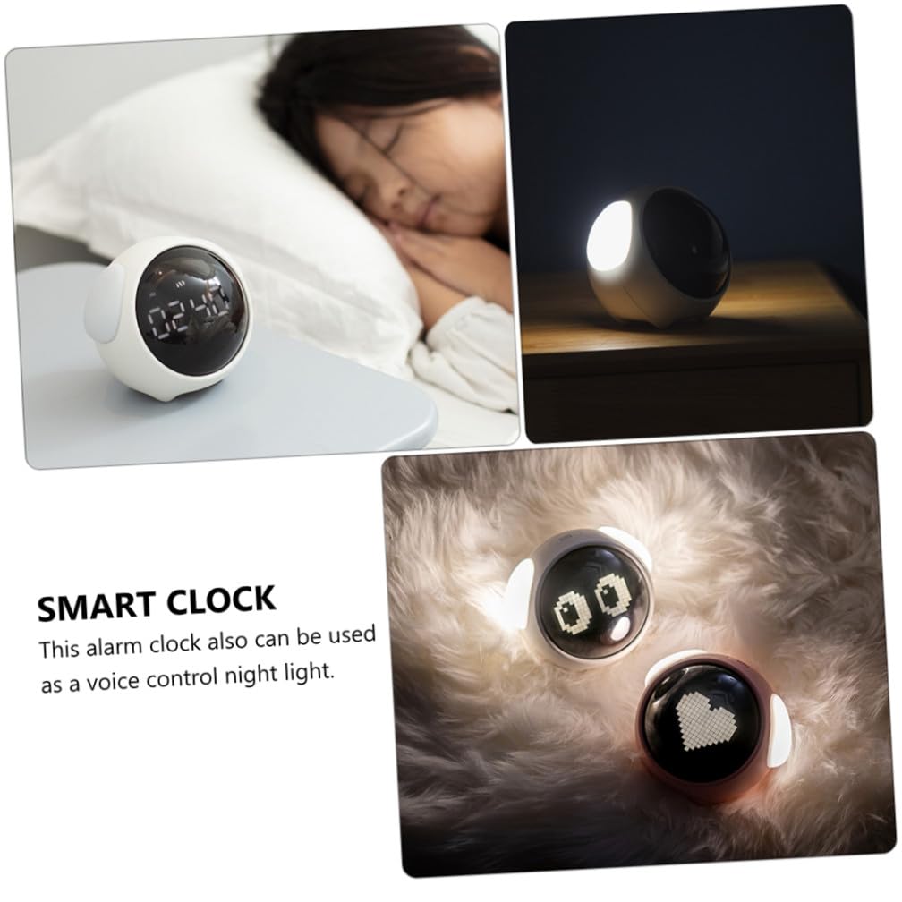 Reloj Despertador Digital LED de Expresión para Inteligente con Control de Voz Alarmas Ajustables y Función de Posponer Brillo Regulable Diseño Divertido y Educativo