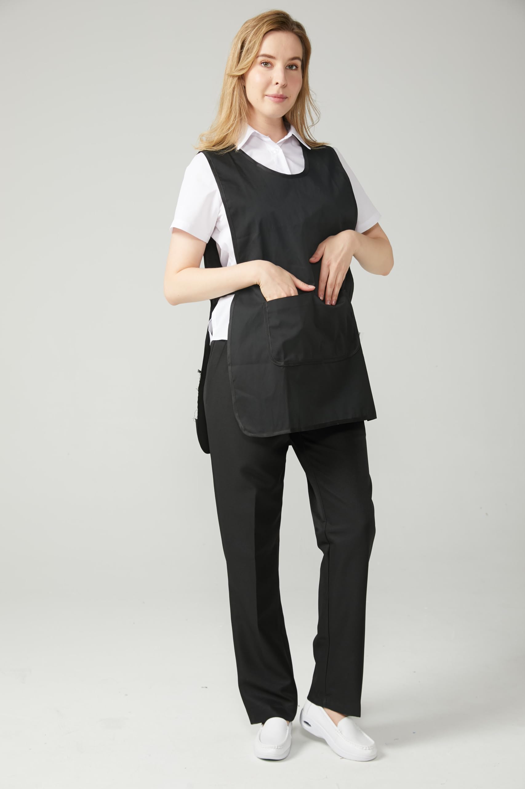 Victory Delantal Limpieza Profesional Uniforme Servicio Sanitario Doméstico Camarera Hostelería Mujer Hombre Ajuste Cómodo Botones Laterales Poliéster Algodón Trabajo Diario Antimanchas Modelo 868