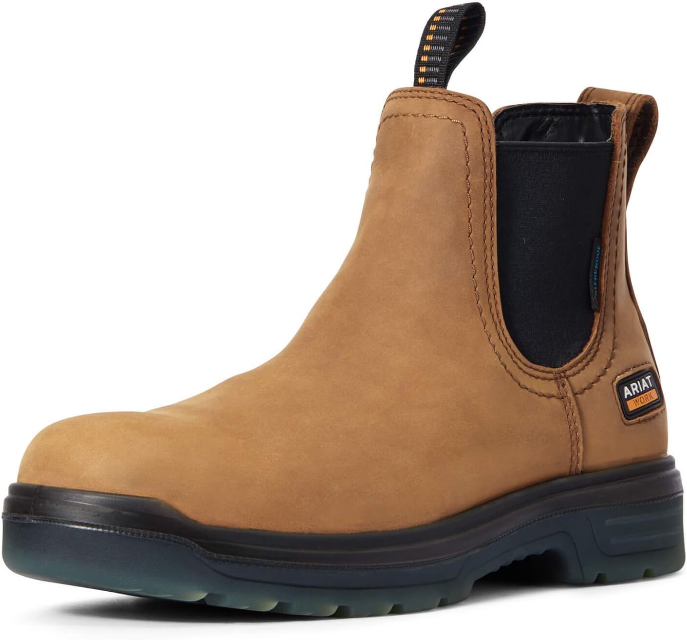 Ariat Mens Turbo Chelsea Waterproof Work Boot Aged Bark 12