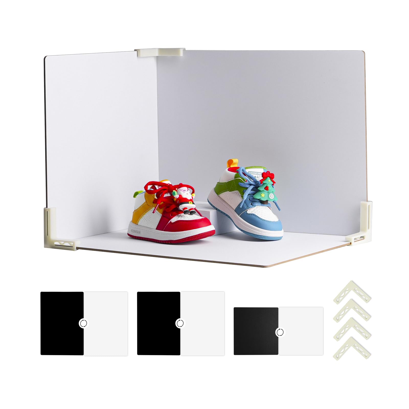 Photo 1 of MDAOCRY Product Photography Backdrop Boards, 3 Pack Double-Sided Black and White Photo Background, Waterproof Tabletop Backdrop Set for Small Products, Jewelry, Cosmetics, 12 x 12 & 12 x 16 Inch
