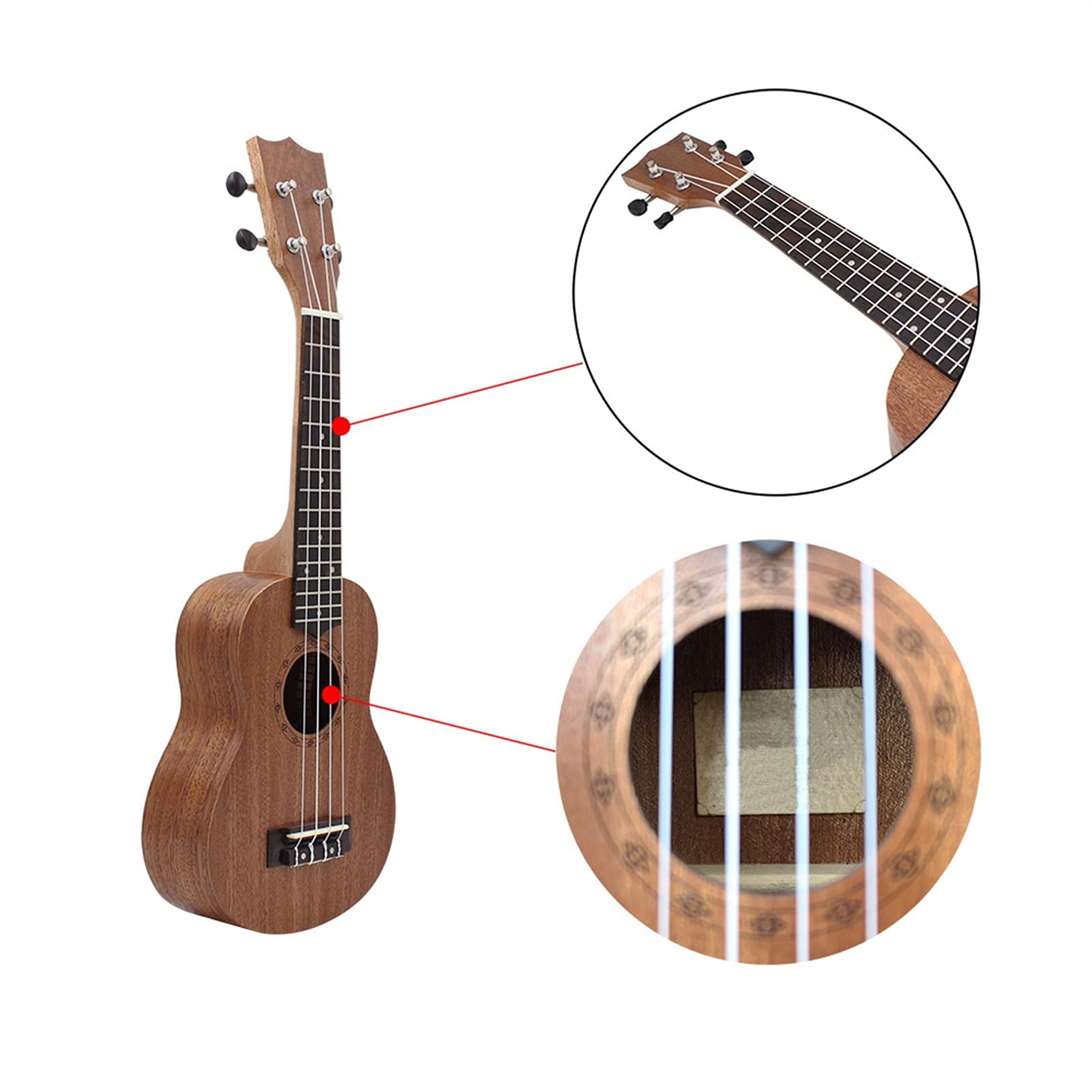 Ukulele Bausatz Konzert-Ukulele 21" Ukulele Kit Akustische Ukulele Holzsopraner Ukellee Mahagoni Holz Carbon String Mit Gepolstertem Tragetasche Saiten Strap Tuner