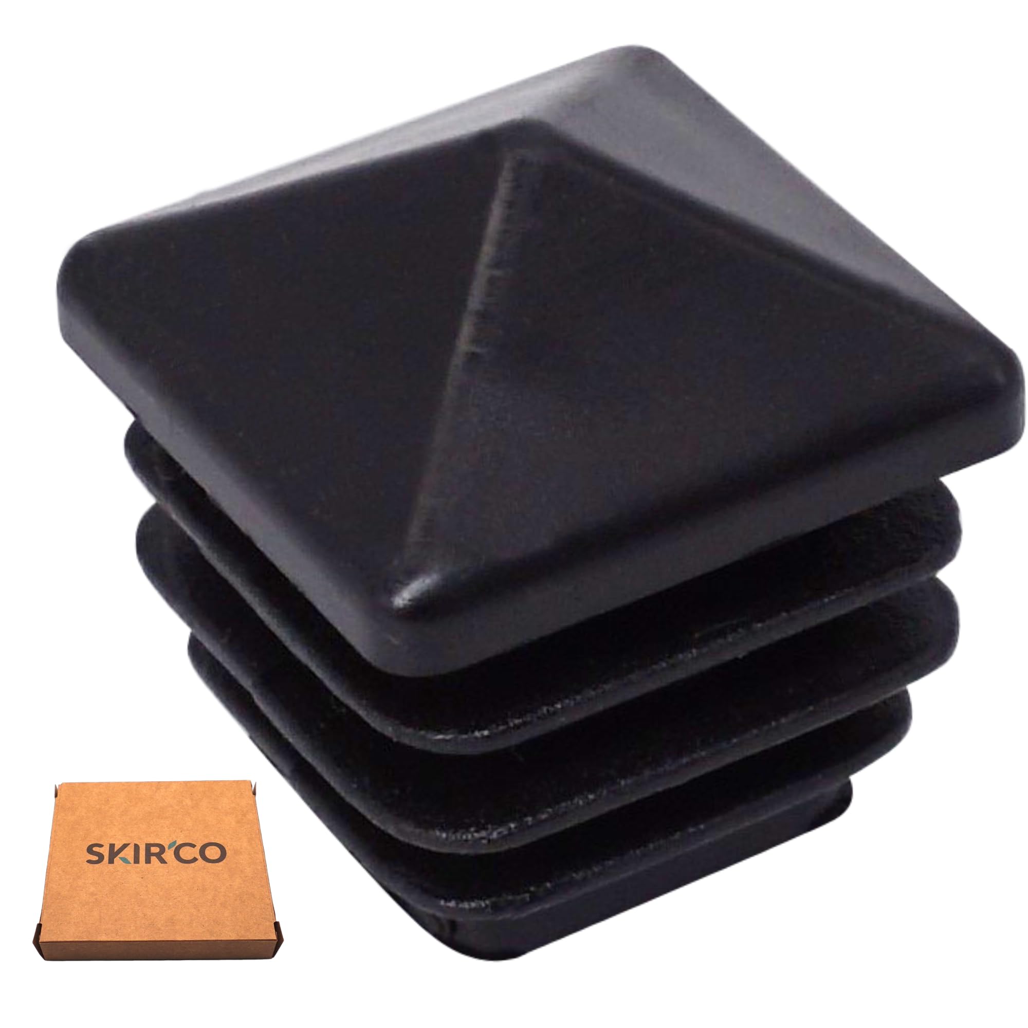 4 Tappi Antiscivolo Per Gambe Di Mobili - In Plastica Nera, 100x100 Mm, Per Tubi Quadrati