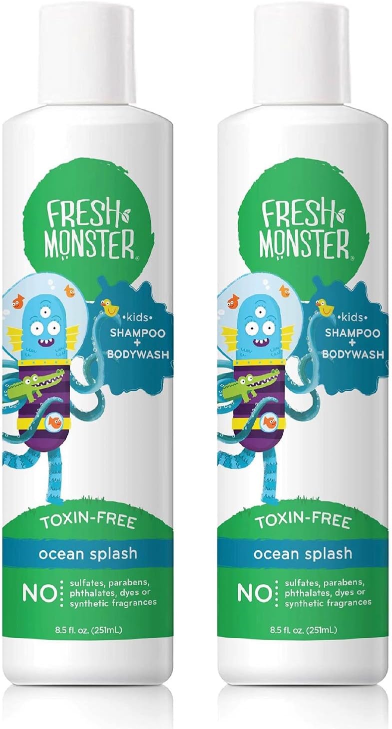 2-in-1 Natural Shampoo & Body Wash for Kids, Toxin-Free, Hypoallergenic, Ocean Splash (2 Pack, 8.5oz/each)