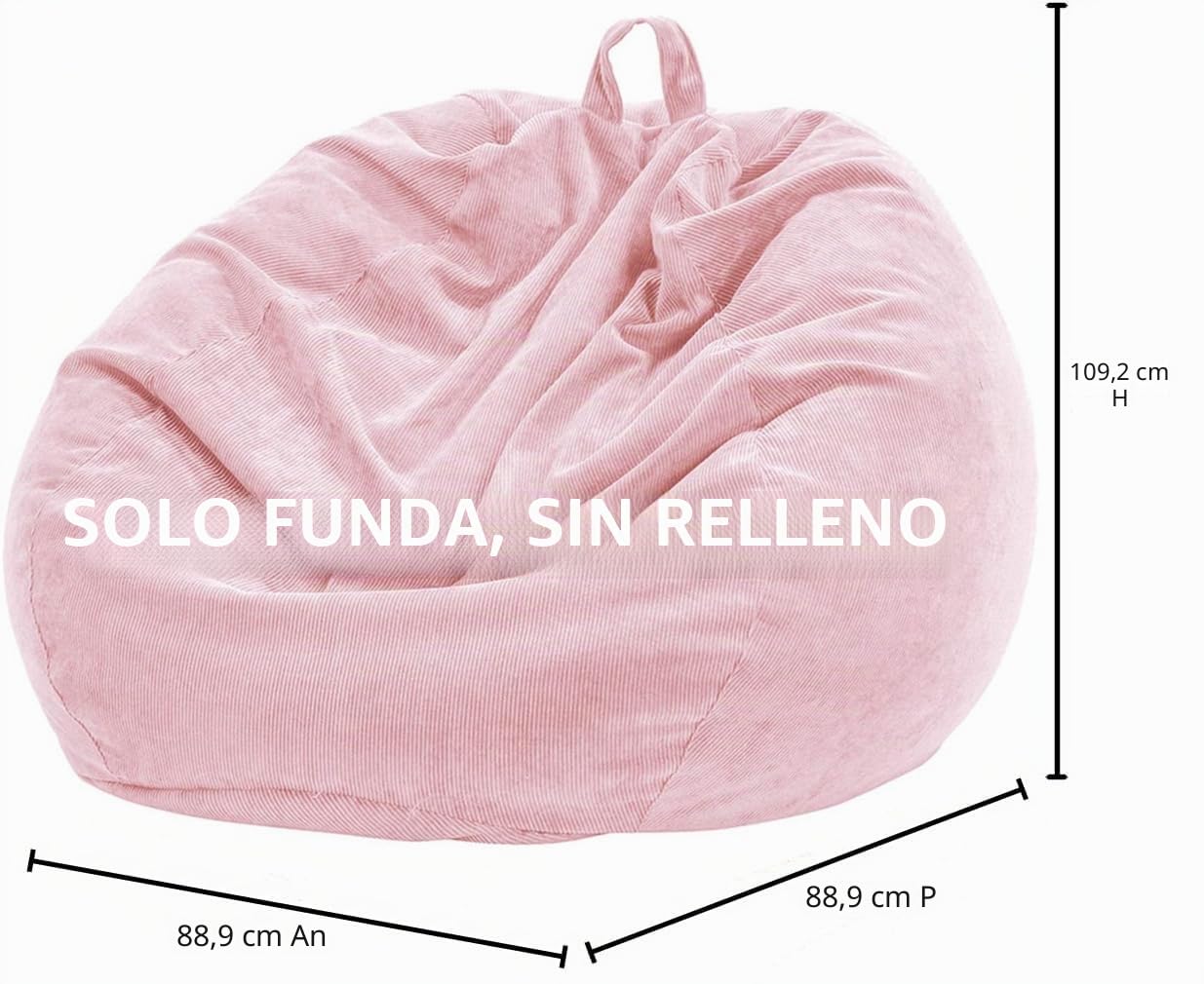 Funda para Silla de puf (sin Relleno) para niños y Adultos. Puf Extragrande de 300 l de Almacenamiento de Animales de Peluche de Pana Suave de
