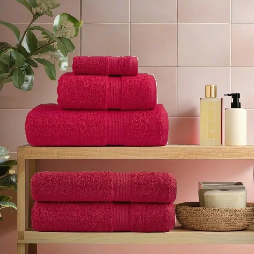 Genérico Toallas Baño Grandes,Bath Towels Juego de Toallas Rojas Premium (2 Unidades, extragrandes, 100 x 200 cm, 600 g/m²), Suaves y absorbentes