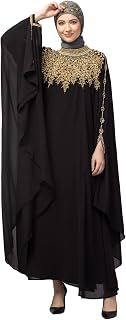 NAZNEEN Double Layers Hand Embroidered Kaftan BLACK Price In India