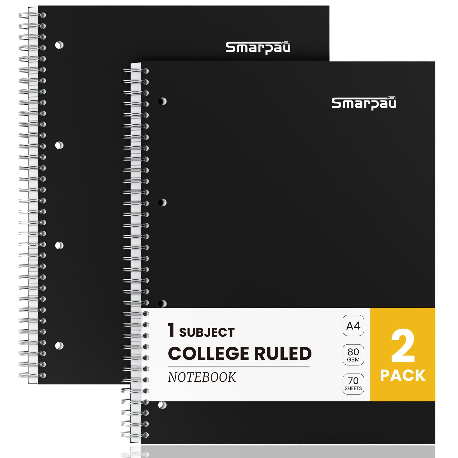 Smarpau A4 College Ruled Notebook, Wirebound Spiral Journals for Exercise
