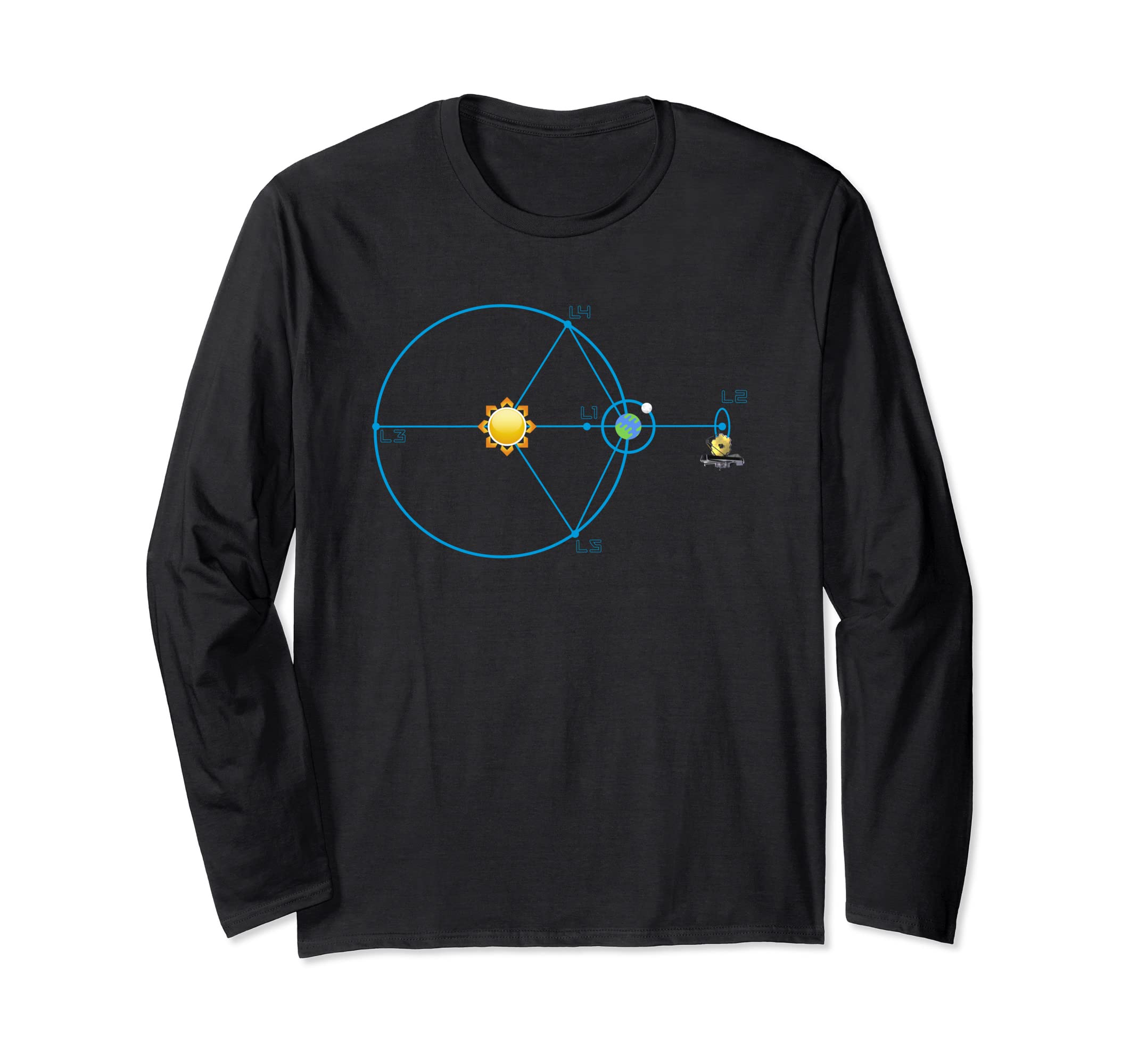 James Webb Space Telescope JWST Schematic L2 Point Orbit Long Sleeve T-Shirt